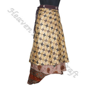 Designer Double Layer Reversible Sarong Sari Magic <b>Wrap</b> <b>Skirt</b> Boho Stylish Multi Color Summer Wear Comfortable Fashion Boho - Product Image 3