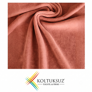 Rollo de Tela de Velour de Primera Calidad, 240 g/m², 80% Algodón, 20% Poliéster, Tejido de Punto, Venta al Por Mayor para Proveedores de Prendas de Vestir, Hecho en Turquía - Rosa Salmón - Product Image 1