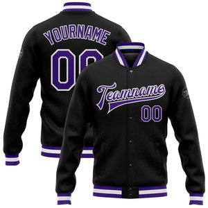 Vente en gros dans l'industrie directe de bombardiers décontractés d'hiver personnalisés bleu clair rouge-blanc veste bicolore Varsity Letterman - Product Image 3