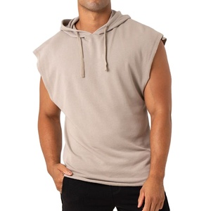 Camiseta sin mangas con capucha y cordón para hombre, nueva llegada, ropa de moda para exteriores, verano, corte regular, talla grande, tela de algodón, ligera - Product Image 1
