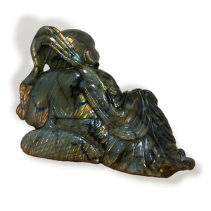 Labradorite Laughing Buddha Gemstone Crystal Carving Art Decor Semi precious stone gift decor Healing crystal - Product Image 4