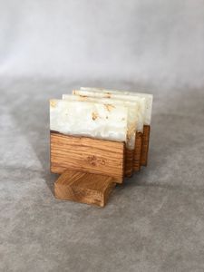 Prix de gros indien sous-verres en bois et en résine époxy sous-verres en marbre résistant à la chaleur sous-verres en pierre matériau écologique - Product Image 5