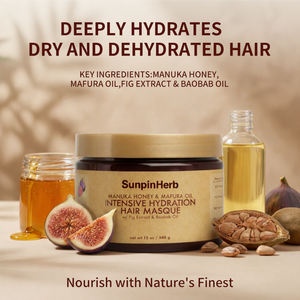 Masque capillaire hydratant pour cheveux secs, abîmés, bouclés et tressés, avec miel de Manuka et beurre de karité, soin réparateur et revitalisant - Product Image 3