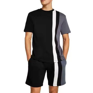 Conjunto de ropa informal de verano de Hip Hop para hombre, Camiseta de algodón transpirable con pantalones cortos estampados, patrón transpirable de punto - Product Image 1