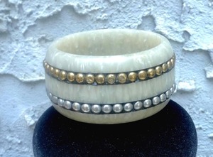 Bracelets en laiton de haute qualité avec incrustations d'os et de corne, écologiques, pour mariage, pour femmes et filles, finition polie - Product Image 6