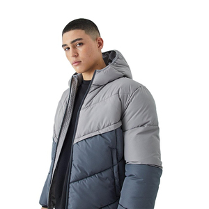 Men's Heavyweight <b>Puffer</b> <b>Jacket</b> With Full Zipper Long Sleeves Two Pockets-Customizable Panel Design for Winter <b>Puffer</b> <b>Jacket</b> - Product Image 4