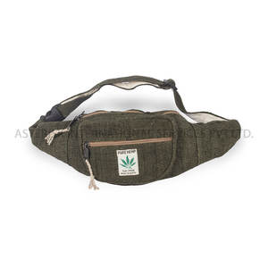 Riñonera de cáñamo de algodón ligera étnica Vintage hecha a mano, bolso cruzado con cierre de cremallera para viajar y correr - Product Image 1