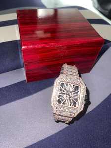 Montre de mode VVS pour homme, entièrement sertie de moissanite, diamant brillant, verre saphir, lunette en acier inoxydable - Product Image 3