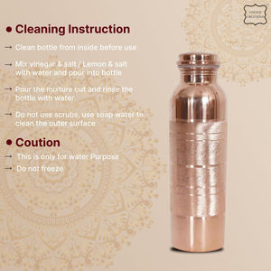 Botella de agua de cobre para yoga Ayurvédico con diseño grabado Compatibilidad de bebida directa para hervir agua Beneficios para la salud - Product Image 6