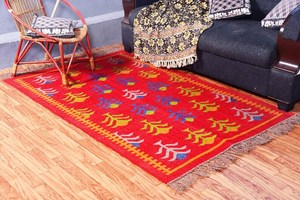 Alfombra de yute de lana de alta calidad tejida a mano, alfombra india de área, áreas de tráfico pesado duraderas, logotipo de puerta de patrón abstracto, precio de fábrica - Product Image 3