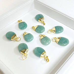 Amazonita Tumble colgante 14x18mm hecho a mano suave 18K chapado en oro collar cristal joyería regalo venta por pieza - Product Image 2