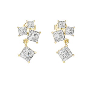 Pendientes de Diamantes CVD de Laboratorio de 2.86 CT, Corte Princesa, Oro de 18K, 14K, 10K y Plata 925, en Oro Rosa, Amarillo y Blanco - Product Image 2
