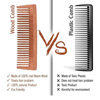 Peignes à cheveux en bois avec logo personnalisé | Idéal pour les marques privées et les marques Peigne en bois Kacchi Neem par AYAANS