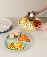 Assiettes divisées incassables personnalisées de 9 pouces à 3 compartiments en plastique de paille de blé réutilisables écologiques pour la rentrée scolaire