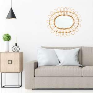 Producto de Venta caliente bambú ratán baño espejo decoración espejos decoración pared personalizar tamaño Color hogar decoraciones de lujo - Product Image 3