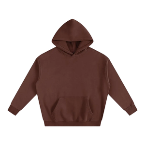 Sudadera con Capucha Marrón, Sudadera con Capucha Lisa de Felpa de Algodón Premium, Sudadera con Capucha Unisex Extra Grande, Informal, de Invierno, para Calle - Product Image 1
