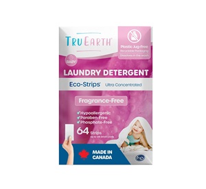 Feuilles de lessive hypoallergéniques pour bébés Tru Earth – 64 bandes - Product Image 1