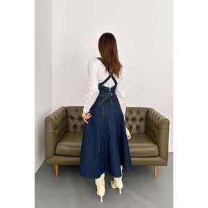 Vestido vaquero midi azul sencillo al por mayor, moderno y elegante - Product Image 6