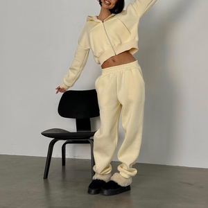 เซ็ตชุดวอร์มมีฮู้ดแบบมีซิปชุดวอร์มกางเกงวอร์มเอวลอยและมีฮู้ดแบบรูดซิปสามารถซักได้ตามต้องการ - Product Image 6