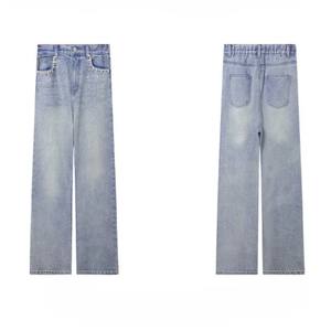 Pantalones vaqueros ajustados informales para hombre, ajustados de Vaqueros cintura alta, súper elásticos, sin rasgar, con logotipo personalizado, pantalones vaqueros en parte inferior desgastada - Product Image 5