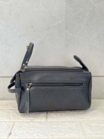 Nouvelle mode en cuir véritable Double fermeture éclair hommes et femmes organisateur de toilette voyage cosmétique sacs de maquillage en cuir véritable avec poignée