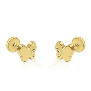 Boucles d'oreilles mode papillon en or uni - Product Image 1