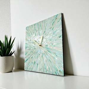 Home accessory mother of pearl <b>clocks</b> decorative capiz shell inlay <b>clock</b> <b>in</b> mosaic pattern - Product Image 5