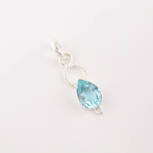 Colgante de Topacio Azul Cielo, Hecho a Mano, Chapado en Oro de 24K, Plata de Ley, Corte Pera, Certificado IGI, Diseño Único, Joyería Elegante para Mujer - Product Image 4