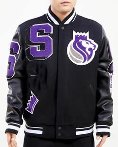 Parche bordado personalizado para hombre, chaquetas universitarias, manga de cuero, cuerpo de lana, logotipo personalizado, chaqueta universitaria de béisbol para hombre - Product Image 1