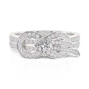แหวนคู่รูปหัวใจอินฟินิตี้ชุบโรเดียมเจลิยาประดับเพทาย - Product Image 2
