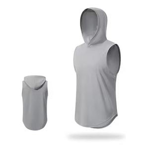 <b>Men</b> New Gym Wear Sleeveless Slim Fit Running <b>T</b> <b>Shirts</b> Workout Gym <b>Shirts</b> With Hoodie Cotton Heavy Heavyweight - Product Image 1