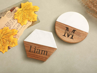 AZ ENTERPRISES AZE-356i Posavasos de Resina de Madera Natural Sólida, Rectangulares, con Acabado Epoxi Pulido a Mano, Resistentes al Agua y Duraderos
