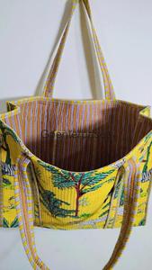 Elegante bolso de mano de algodón para mujer, ligero, reutilizable, diseño de Estampado de jungla, bolso de hombro para compras y viajes a la playa - Product Image 4