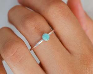 Nueva colección de anillos de piedras preciosas Larimar para mujer, anillo de piedras preciosas de uso diario disponible en exportación, joyería de moda, anillo de piedras preciosas - Product Image 4