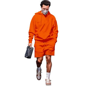 A prueba de viento Hombres Cremallera Sudadera con capucha Conjuntos cortos Liso teñido Personalizado Impermeable Unisex Sudadera con capucha Conjuntos cortos Secado rápido Sudadera con capucha Conjuntos - Product Image 4