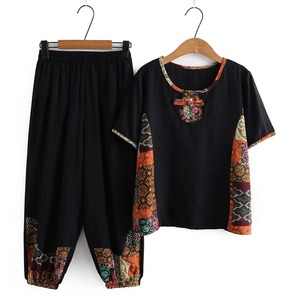 ชุดเซ็ตเสื้อผ้าผู้หญิง 2 ชิ้น กางเกงขาสั้น ผ้าฝ้าย ระบายอากาศ แห้งเร็ว ปักลายเรียบ - Product Image 6