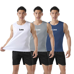Ropa de fitness transpirable personalizada deportes gimnasio poliéster liso en blanco gimnasio Fitness camiseta sin mangas hombres - Product Image 2