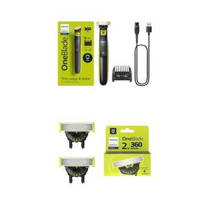 Philips Norelco OneBlade 360 - Recortadora y Afeitadora Eléctrica Híbrida con Cuchillas de Repuesto, Empaque Sin Frustraciones - Product Image 1