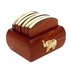 Handmade Wooden <b>Coaster</b> with Stand Natural <b>Drink</b> <b>Coasters</b> - Product Image 6