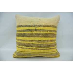Coussin Ikat en laine à rayures subtiles 16x16 pouces Accent décoratif tissé pour canapé Portable Vintage Floral Square Leaves for Christmas - Product Image 1