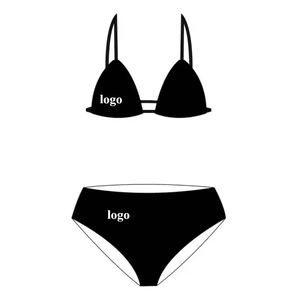 Personalizado sólido Sexy Micro dos piezas Bikini Set Beachwear Bandeau plisado traje de baño mujeres High Slit Tanga traje de baño - Product Image 6