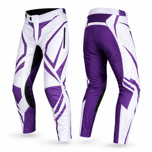 Pantalones de Motociclismo Transpirables, Resistentes al Fuego, Impermeables, Anti-UV, Resistentes al Viento, de Cuero/Cordura, para Todas las Estaciones, Color Morado y Blanco - Product Image 1