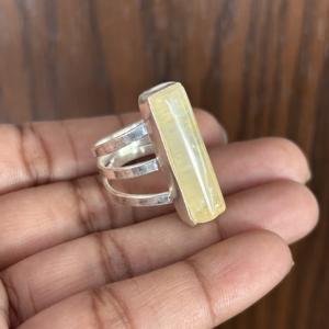 Anillos de Calcita en Barra Plateados en Plata 925 al por Mayor, Joyería de Moda con Cristales de Piedras Preciosas para Bodas y Fiestas - Product Image 1