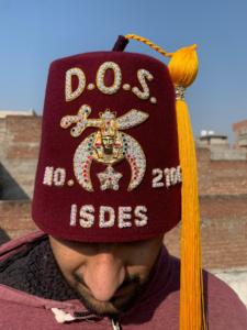 Fez SHRINER marron avec broderie à la main TEMPLE NAM - HSE - Product Image 4