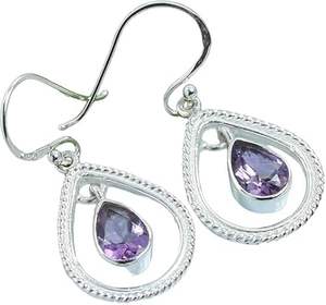 Pendiente de gota para mujer, de amatista Natural piedra preciosa, gota Bohemia, compromiso de boda, joyería hecha a mano, pendiente de Plata de Ley 925 - Product Image 3