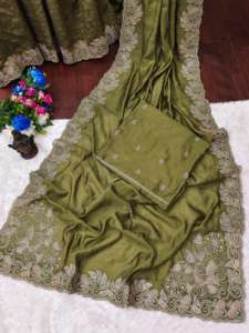 Nouvelle arrivée doux Burbury soie avec broderie travail Saree femme fabricant de mode et fournisseur de Surat - Product Image 2