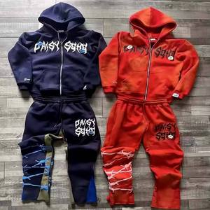 2025 nueva llegada 100% algodón de gran tamaño para hombre chándal personalizado DTF impreso Logo transpirable pulóver para hombre conjunto de 2 piezas - Product Image 6