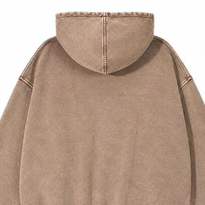 Sweat à capuche oversize vintage marron délavé à l'acide, en molleton de coton épais, impression personnalisée, streetwear unisexe - Product Image 4