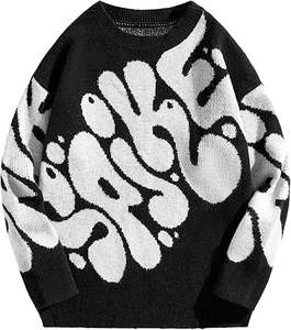 Pull noir décontracté pour homme, style universitaire, nouvelle mode printemps-été, avec col en V et broderie de lettres - Product Image 5