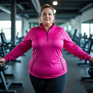 Chaquetas de entrenamiento de talla grande para mujer, ropa de entrenamiento de gimnasio de Color sólido, chaqueta con cremallera, chaqueta de gran tamaño para correr para mujer - Product Image 2